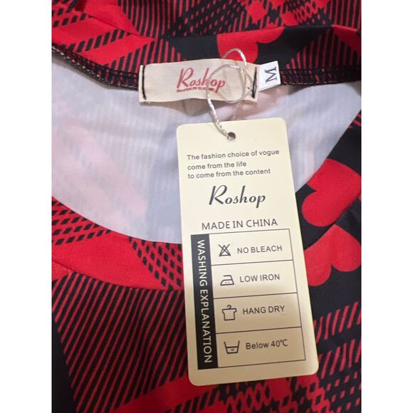 Roshop Heart and Plaid Crew Neck with Pockets Dress NWT Size M - Picture 9 of 11